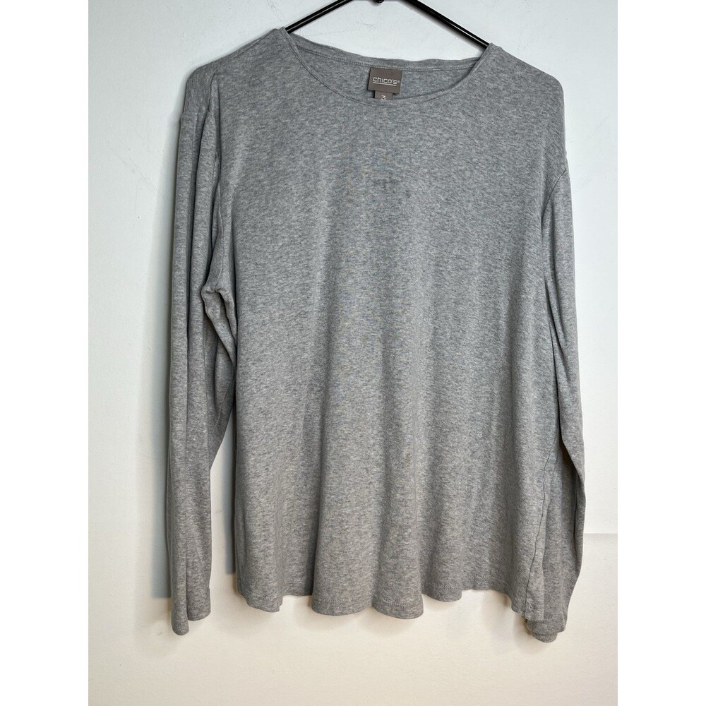 Chicos Sz 3 Dove Grey Knit Sweater Long sleeve blouse (15))